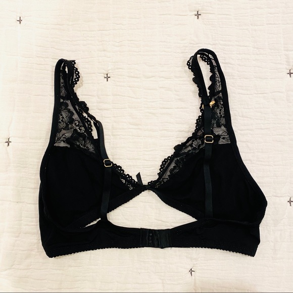 Black lace triangle bralette - Picture 2 of 4